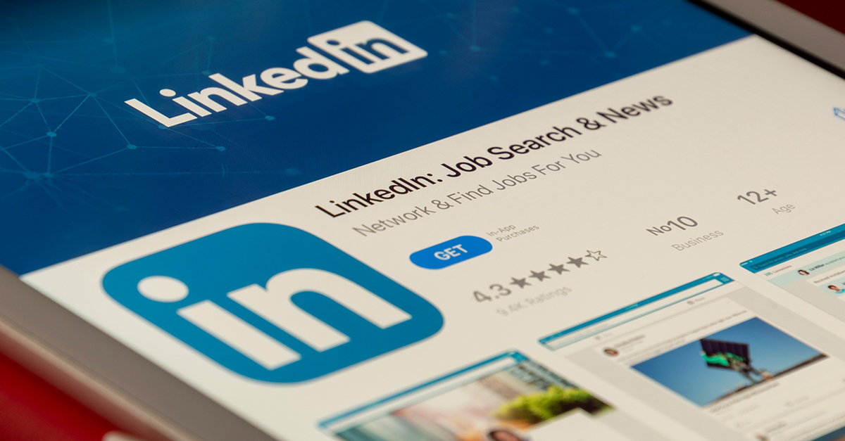 close-up of LinkedIn app on phone